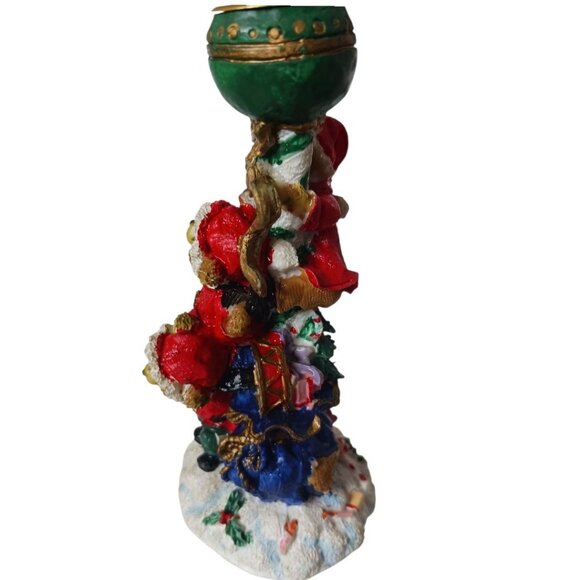 Vintage Christmas Bear Figurine Candle Holders With Green Goblets - Set Of 2 6.5 - Picture 2 of 9